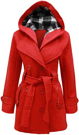 Womens Warm Fleece Hooded Jacket With Belt - Γυναίκειο Φούτερ Παλτό - 9001721