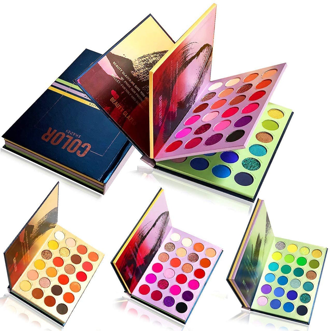 Beauty Glazed 72 Color Press Eyeshadow Palette Book Shadow Palette Glitter Matte Shimmer Natural Highly Pigmented Professional Eye Shadow Powder Long Lasting Waterproof Make Up Palette - 3901775