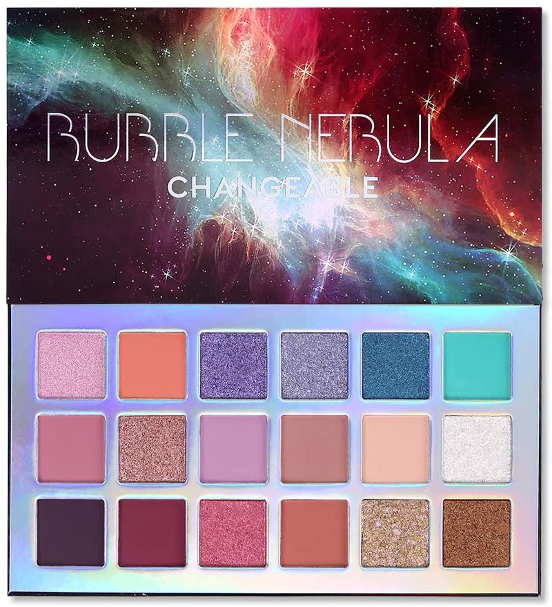 Bubble Nebula 18 Colors Eyeshadow Makeup Palette Smooth Eye Shadow Powder Easy to Blend Long Lasting Pallet High Pigmented Shimmer Matte Glitter Multi Reflective Creamy Vibrant Eyes Shadow - 5902877