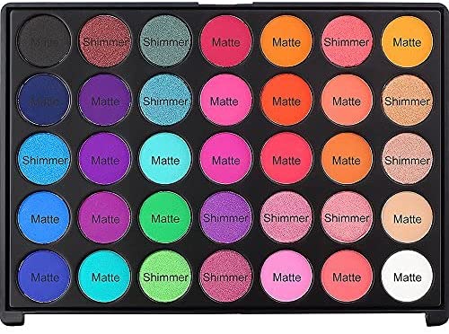 DE'LANCI Eyeshadow Palettes Colourful,35 Bright Colors Matte Shimmer Pro Eye Shadow Make-up Palettes,Long lasting and High Pigmented,Red Green Blue Purple Neon Silky Glam Eye Shadows Cosmetics Set 35E - 5902880