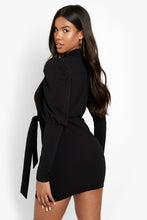 Φόρτωση εικόνας στο εργαλείο προβολής Συλλογής, Puff Sleeve Wrap Blazer Dress - Γυναικείο Μίνι Φόρεμα - FR00428
