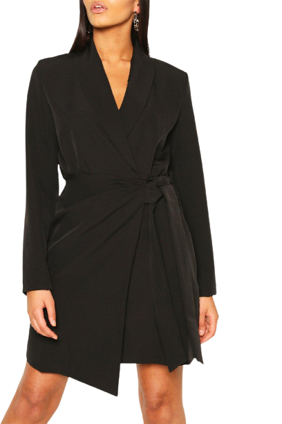 Tall Woven Ruched Side Tie Blazer Dress