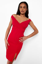 Φόρτωση εικόνας στο εργαλείο προβολής Συλλογής, Wrap Off The Shoulder Midi Dress - Γυναικείο Μίντι Φόρεμα - 90253851
