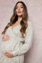 Φόρτωση εικόνας στο εργαλείο προβολής Συλλογής, Maternity Sequin Wrap Midi Dress - Γυναικείο Μίντι Φόρεμα Με Παγιέτα - 9002150
