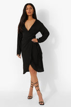 Φόρτωση εικόνας στο εργαλείο προβολής Συλλογής, Satin Wrap Midi Shirt Dress - Γυναικείο μίντι Φόρεμα - 9000941
