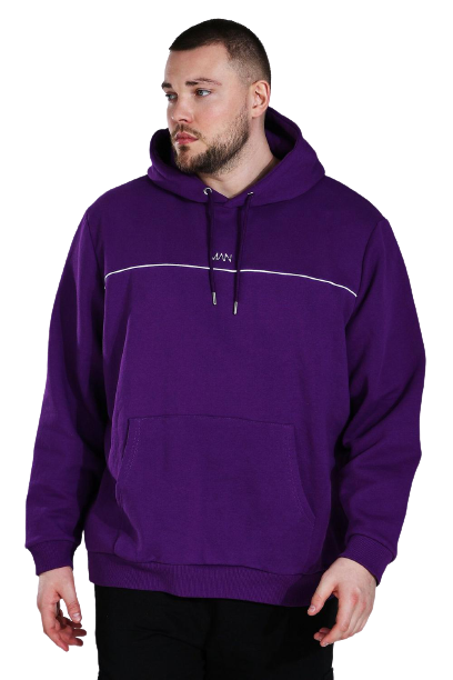 Plus Size Man Dash Hoodie With Piping - Ανδρικό Φούτερ - 5701103