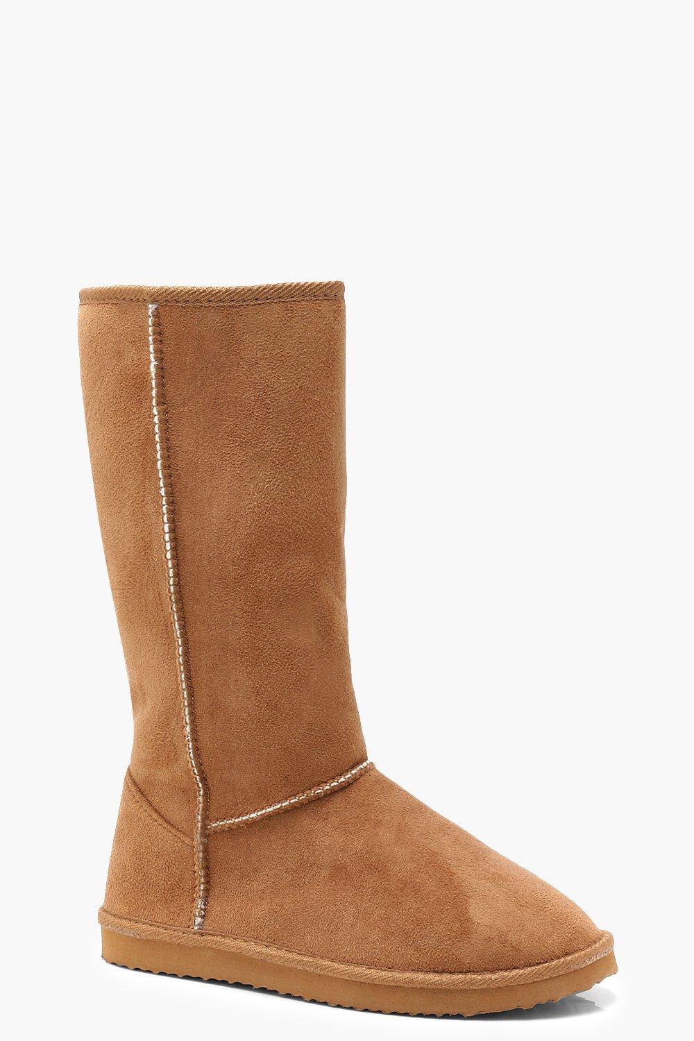 Calf High Cosy Shoe Boots - Γυναικεία Μπότα Από Οικολογικό Δέρμα - 9002205