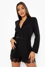 Φόρτωση εικόνας στο εργαλείο προβολής Συλλογής, Lace Trim Belted Blazer Playsuit -  Γυναικεία Ολόσωμη Φόρμα - 9001248
