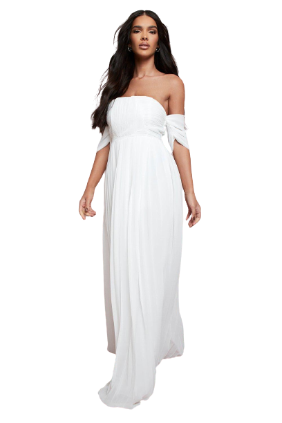 Pleated Bardot Bridesmaid Maxi Dress - Γυναικείο Μάξι Φόρεμα - 5701525
