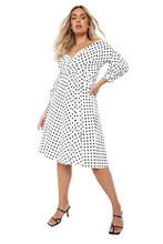 Φόρτωση εικόνας στο εργαλείο προβολής Συλλογής, Plus Off Shoulder Wrap Midi Dress - Γυναικείο Μίντι Φόρεμα - FR254103
